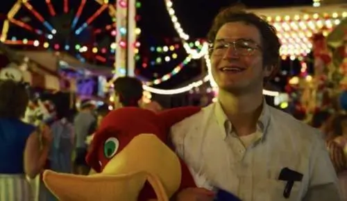 Dr. Alexie after winning a Woody Woodpecker plush