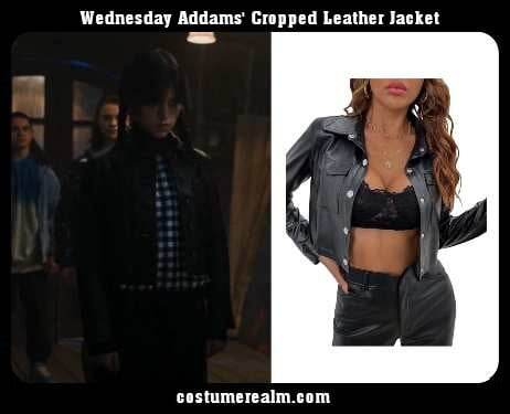 Wednesday Addams' Cropped Leather Jacket