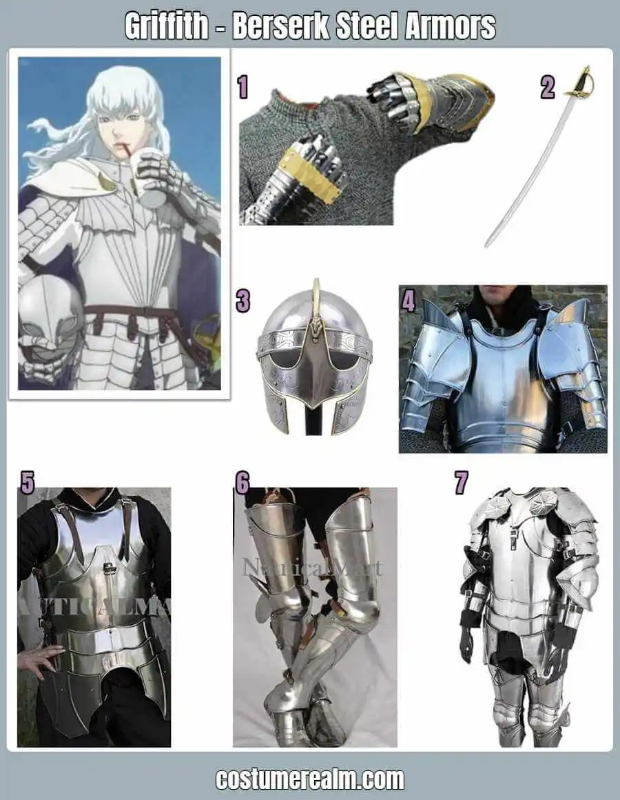 Griffith Costume Berserk Steel Armors