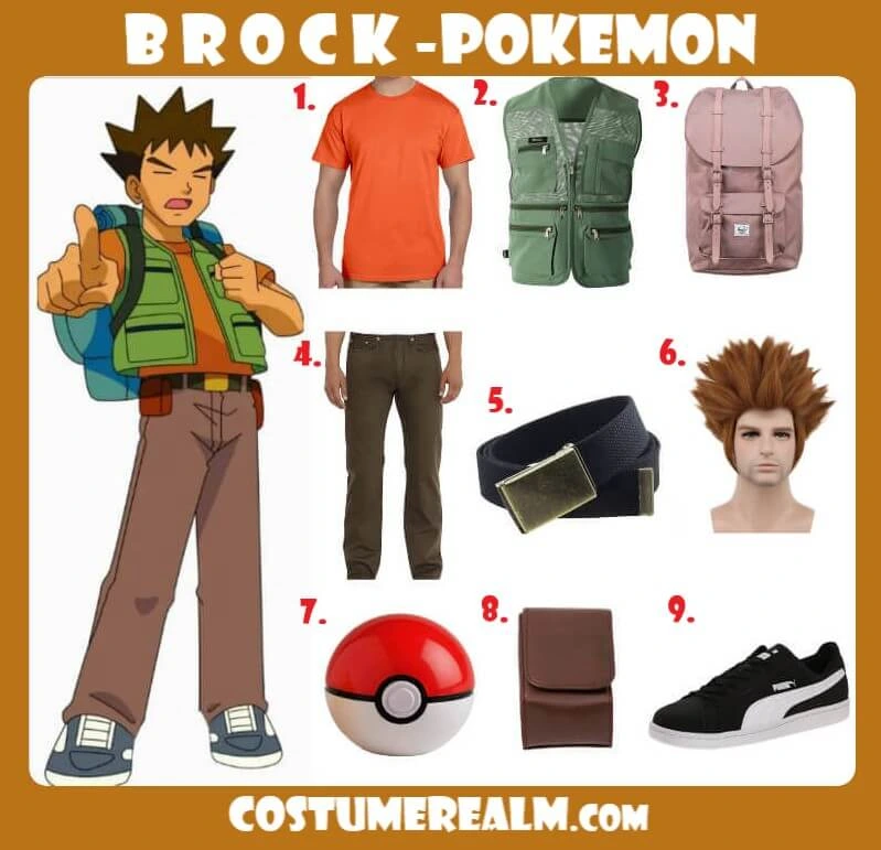 Pokemon Brock Halloween Cosplay Costume