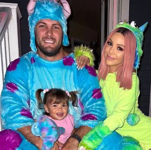 Scheana Shay as Mike husband Brock Davies as Sulley and her daugther Summer as Boo