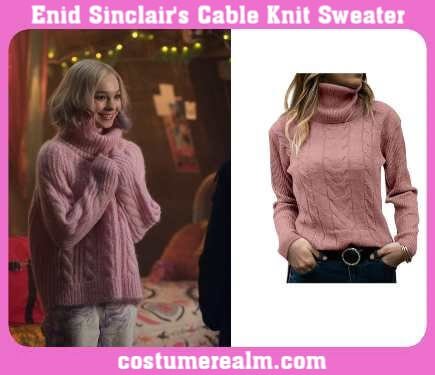 Enid Sinclair's Cable Knit Pink Sweater