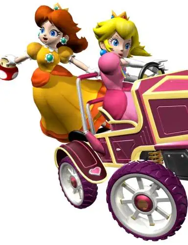 Princess Daisy and Peach in Mario Kart