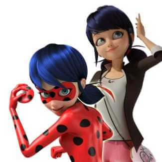 Marinette Dupain-Cheng cosplay styling reference — fuschia pink trousers, white floral tee, open black blazer, pink tote bag, dark blue pigtail wig, pink ballet flats