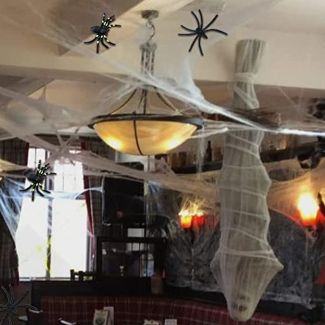 Fake Spiders and Spider Webs Indoor Decor