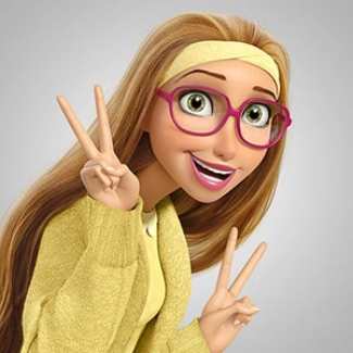 Honey Lemon cosplay group and couple costume ideas reference from Big Hero 6 showing the full yellow dress, cardigan, pink glasses and yellow tote bag look