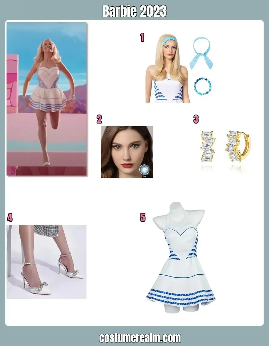Barbie 2023 Blue-White Dress Costume