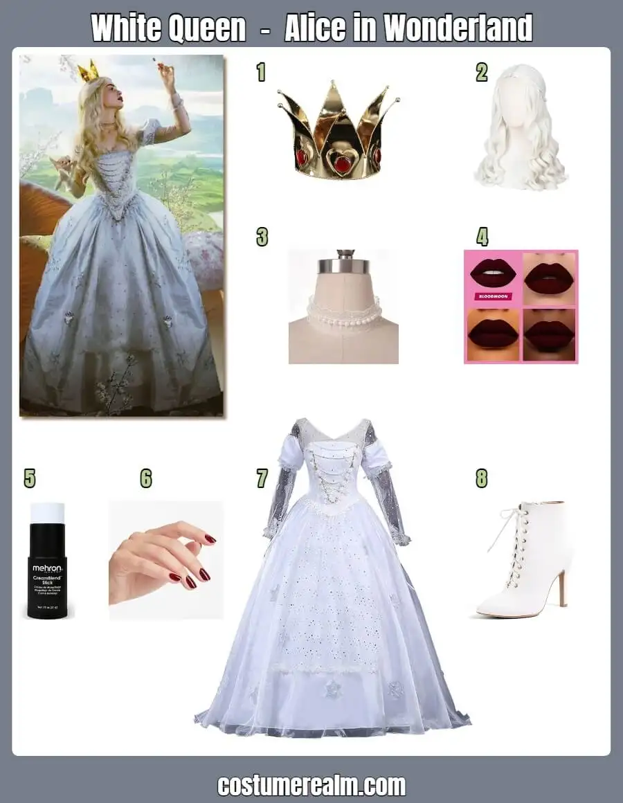 White Queen Alice in Wonderland Costume