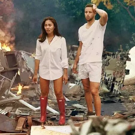 Ayesha and Steph Curry dressed as John and Jane Smith from Mr and Mrs Smith for Halloween