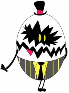 Egg Bois from Hazbin Hotel, small round egg-shaped demon minions with tiny limbs and top hats