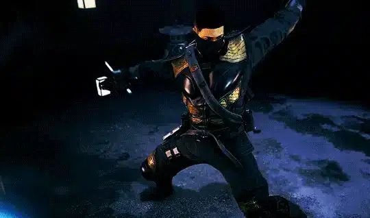 Echo from Rainbow Six Siege posing with his Yokai drone in hand, showing the complete Echo operator look with dark tactical coat, mask, and the drone prop that is the centrepiece of the Echo Halloween costume