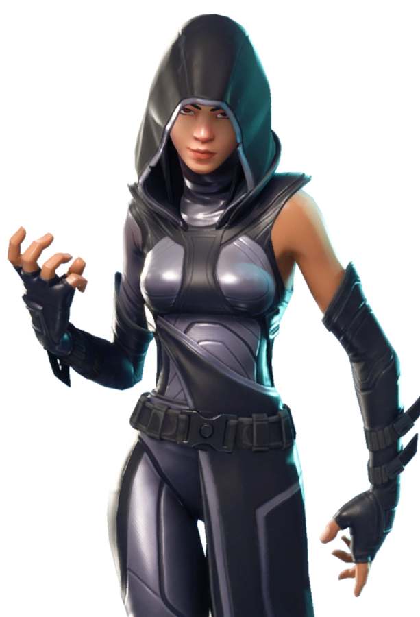 Fortnite dark character cosplay reference showing hooded silhouette and cloak styling details relevant to building the Fate costume