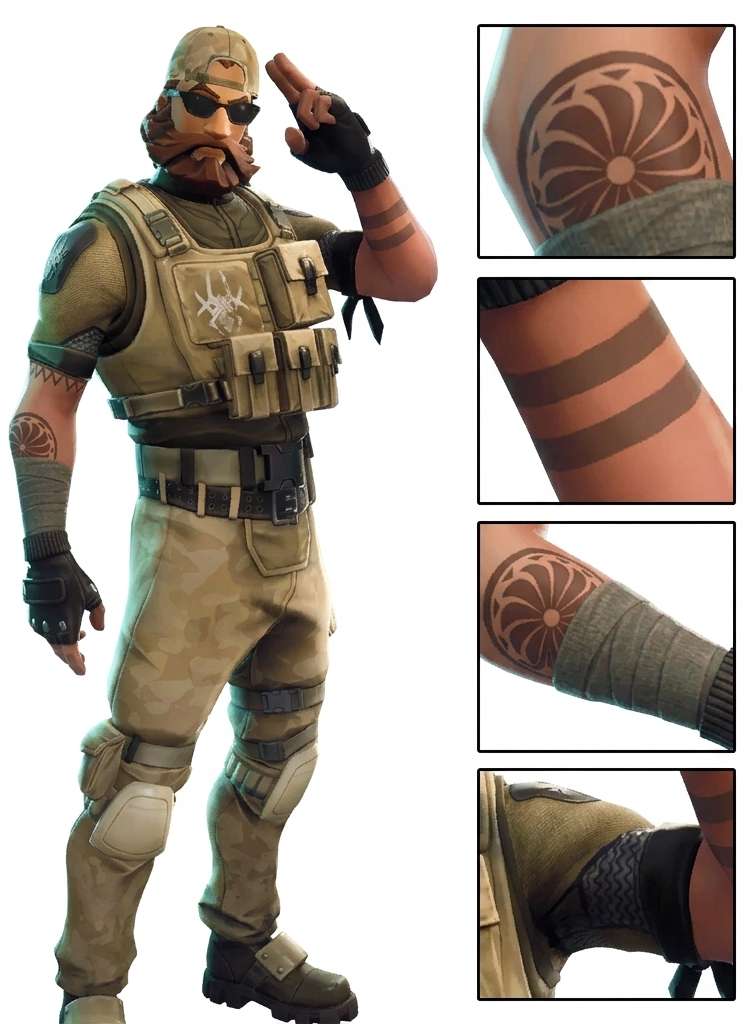 Sledgehammer Fortnite character art showing forearm tattoo details for cosplay