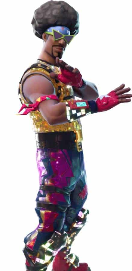 Funk Ops Fortnite character art showing the Afro, gold sunglasses, and disco outfit details