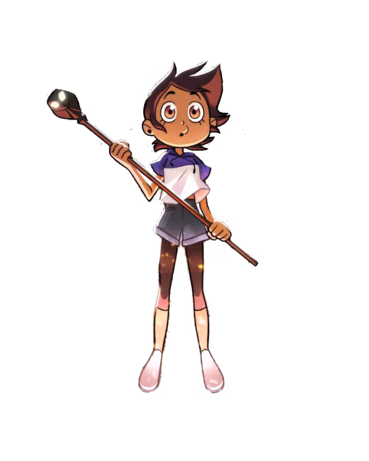 Luz Noceda holding Owlbert staff Halloween costume reference