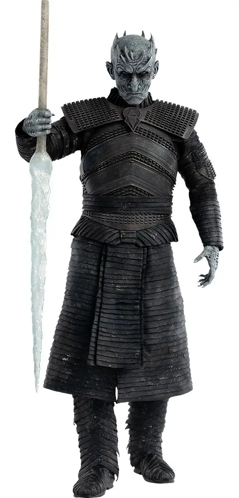 Night King full body costume reference from Game of Thrones showing the dark armor robes, ice blue eyes, monster hands, and overall White Walker silhouette