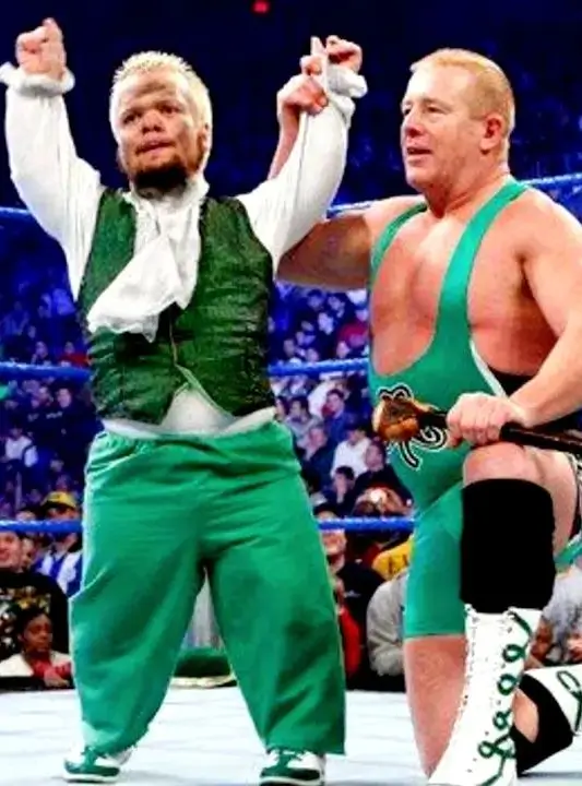 Hornswoggle and Finlay together in WWE, useful reference for a duo Halloween costume