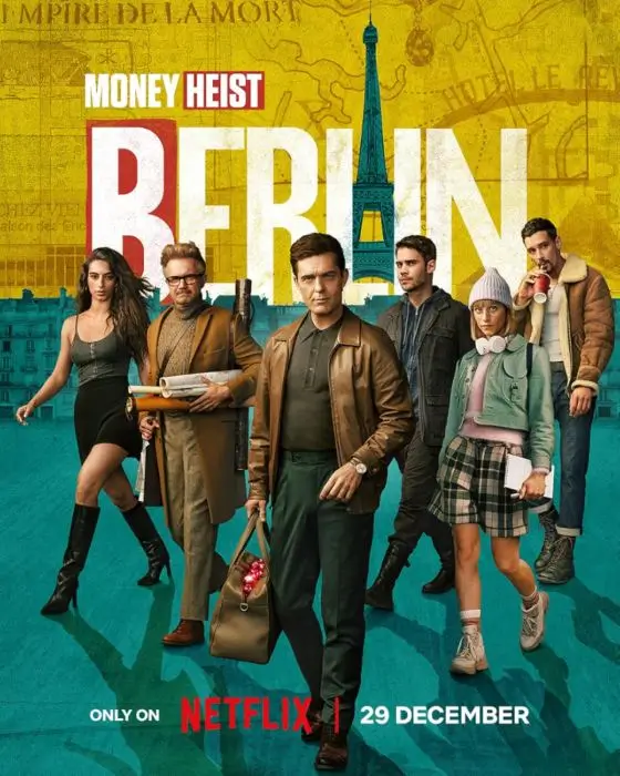 Official Berlin Money Heist spin-off series poster featuring Pedro Alonso as Berlin in formal attire