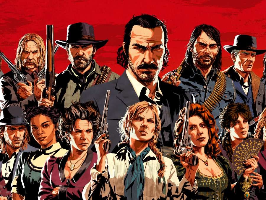 Red Dead Redemption gang members including John Marston, Arthur Morgan, and Dutch Van Der Linde for a group Halloween costume idea