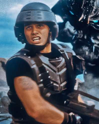 Starship Troopers Mobile Infantry costume reference showing full tactical gear