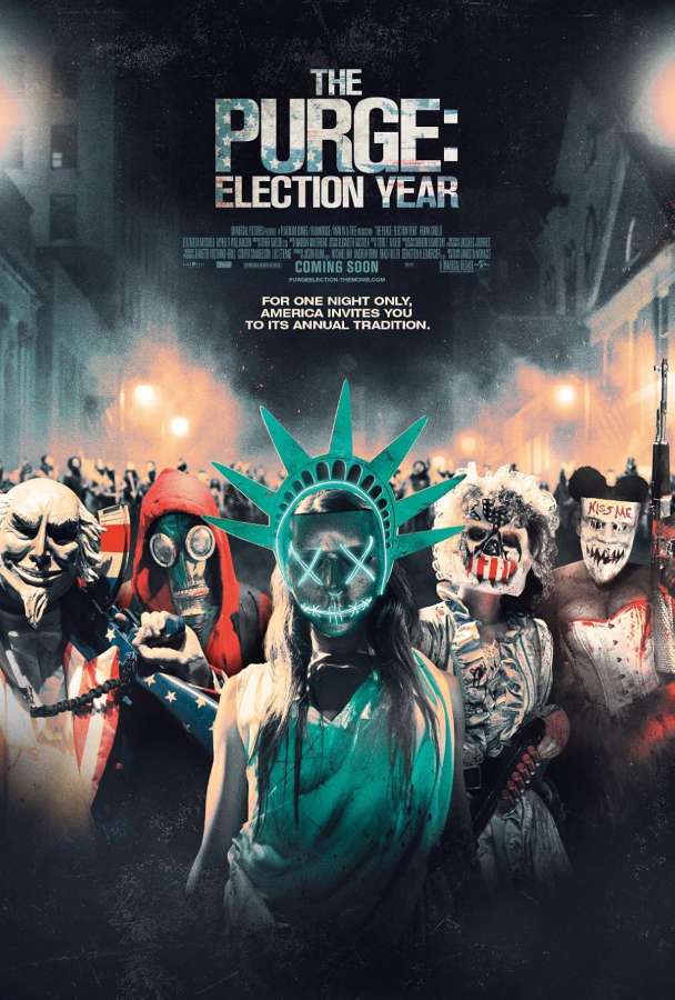 The Purge: Election Year poster featuring Purge gang members for a group Halloween costume idea