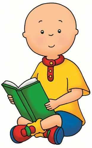 Caillou full body costume reference showing yellow shirt, blue shorts, and red sneakers