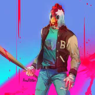 Jacket from Hotline Miami full costume reference with rooster mask and letterman jacket