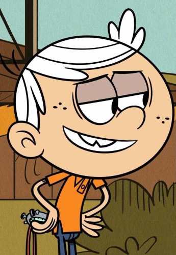 Lincoln Loud close-up costume reference showing white hair and freckles