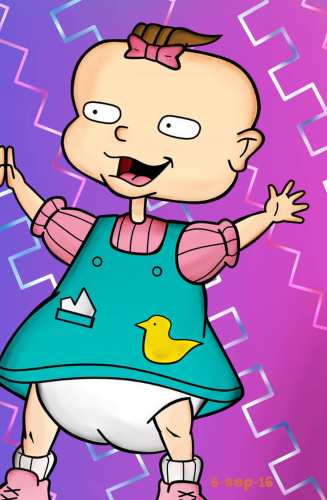 Phil and Lil DeVille character reference from Rugrats showing the twins in their matching outfits