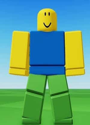 Roblox Noob in-game reference showing yellow, blue, and green default avatar