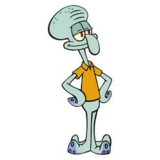 Full Squidward Halloween costume look with mask, bodysuit, and clarinet prop for group costume pairing