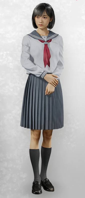Hinako Shimizu from Silent Hill f in her navy sailor uniform, full outfit reference for the Halloween costume