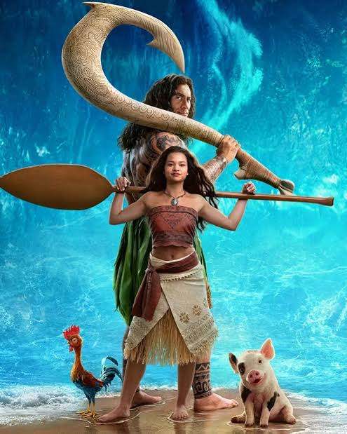 Moana with Maui and other characters from the 2026 live-action film, reference for group Halloween costume ideas