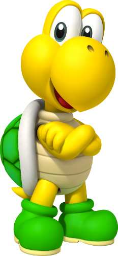 Koopa Troopa from Super Mario Bros full body costume reference showing shell and yellow bodysuit