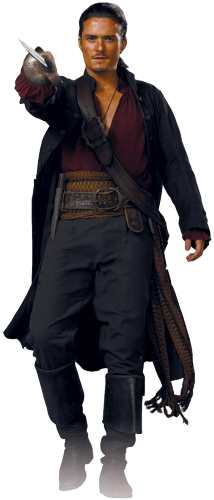 Will Turner cosplay costume reference showing the black frock coat, burgundy shirt, and sword baldric from Pirates of the Caribbean