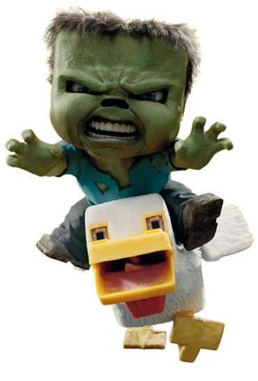 Chicken Jockey from A Minecraft Movie reference image showing the baby zombie riding a chicken as it appears in the film