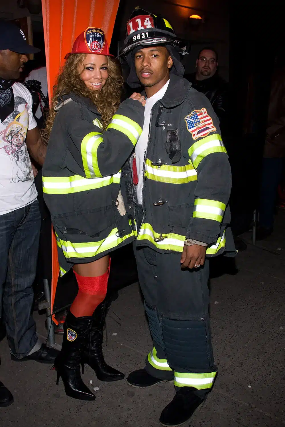 Mariah Carey and Nick Cannon in matching firefighter uniforms for Halloween 2008