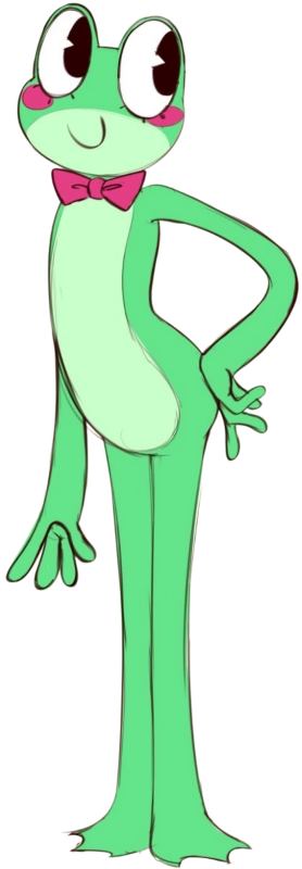 2D illustration of Ribbit from The Amazing Digital Circus as a green frog, reference for the Halloween costume
